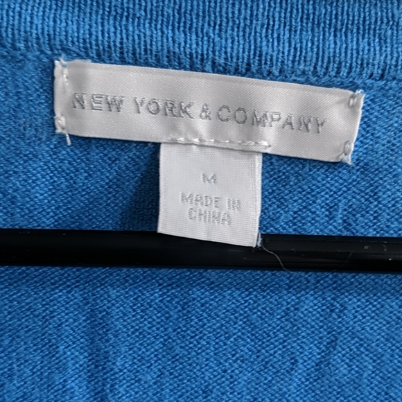 New York and Company Blue Cardigan Button Medium - Picture 2 of 3